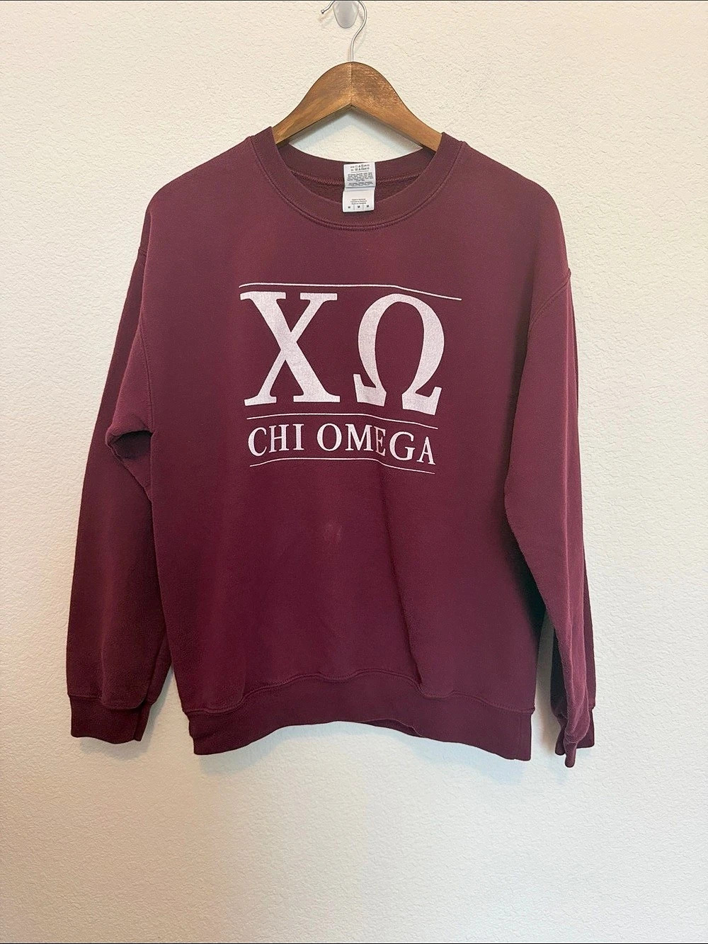 Gildan Chi Omega Crewneck Sweatshirt Maroon Medium